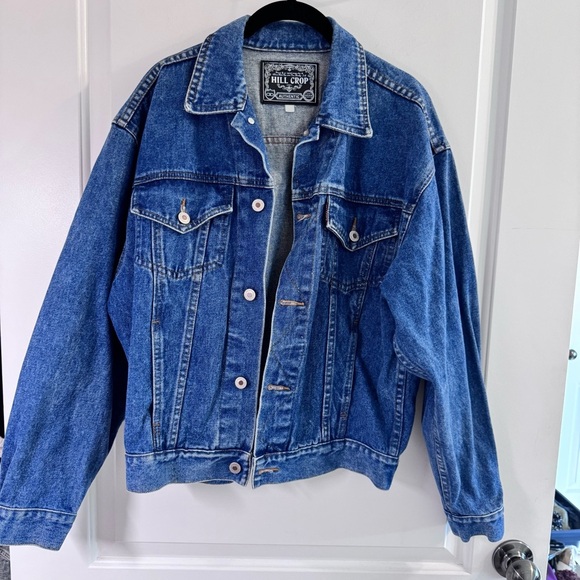 Hill Crop Japan Brand Vintage Trucker Denim Jacket Dark Blue Wash Size Medium - Picture 8 of 10